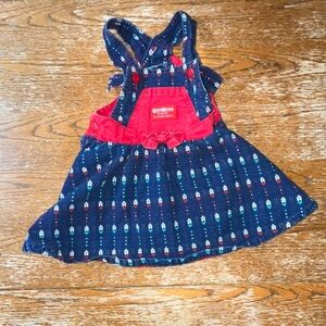 Vintage 80s 90sbOshKosh B’Gosh Denim Flowers Jumper Dress Size 2T